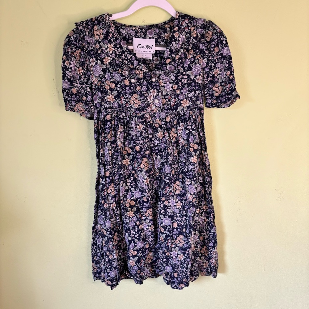 VINTAGE 90s EVE TOO COTTAGE CORE FLORAL GRAPHIC PRINT DRESS SIZE 5